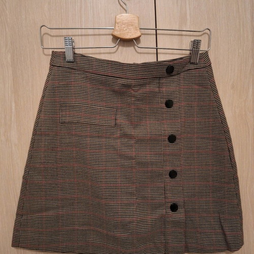 Stradivarius checked skirt like new, gray and beige, size S