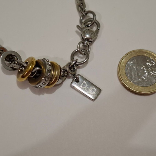 Dolce & Gabbana D&G necklace with silver and gold-tone rings and chain new