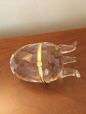 Αυγό κρυστάλλινο καινούργιο με επιχρύσωση ύψος 10,5cm