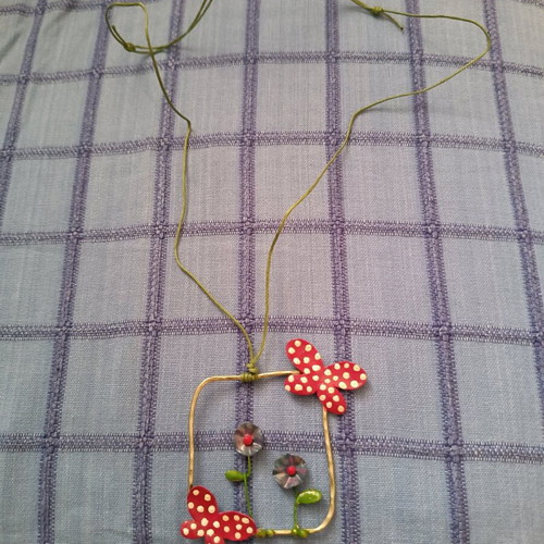 Handmade necklace like new with cord for neck