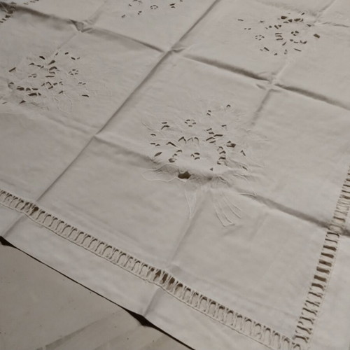 Cutwork embroidery square handmade azur 75x75, new