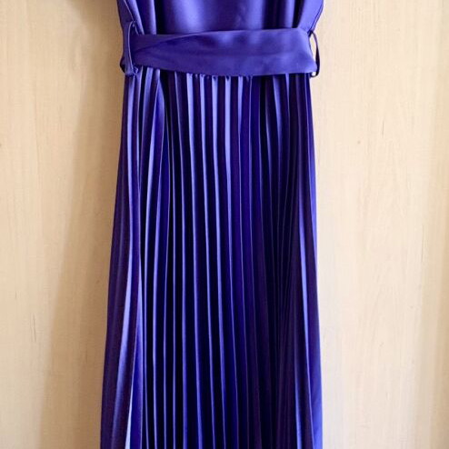 Chaton Pleated Satin Dress purple new, size L