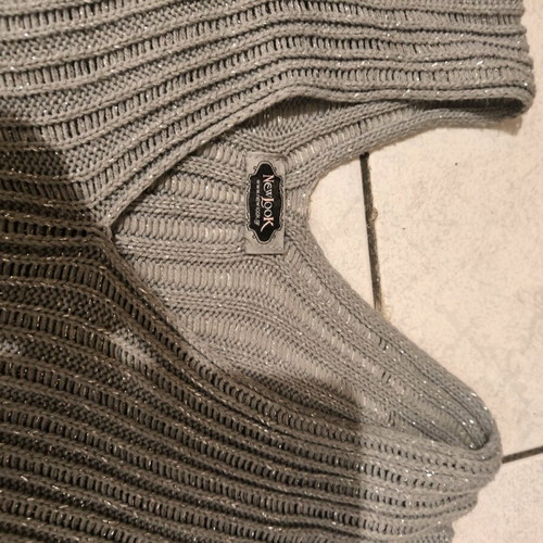 Lurex knitted long gray blouse S/M with belt like new