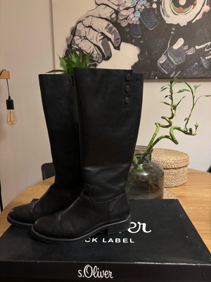 S.Oliver Riding Boot No39 Black Leather Used