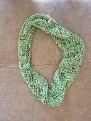 Handmade knitted mint scarf with multicolored threads new