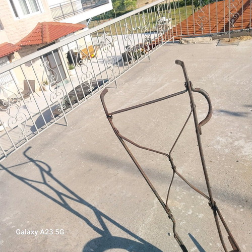 Plow used iron tool from 1940s for soil cultivation