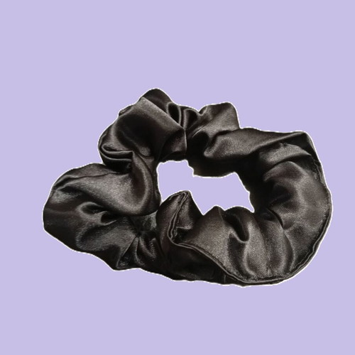 Black satin women's hair scrunchie new