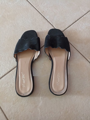 Mules black new with suede look size 38 for narrow feet