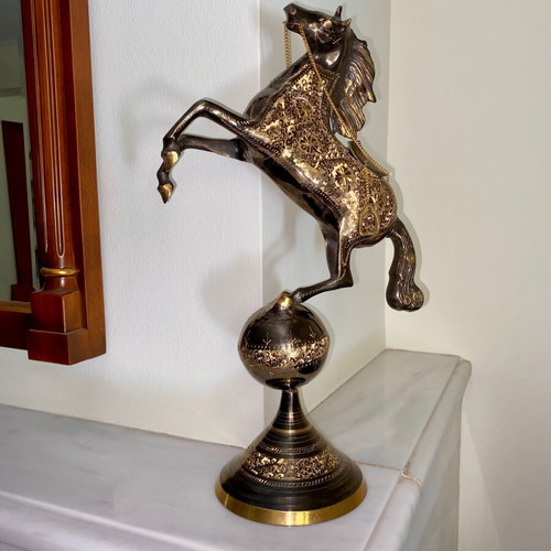 Vintage Handcrafted Brass Horse Sculpture Like New