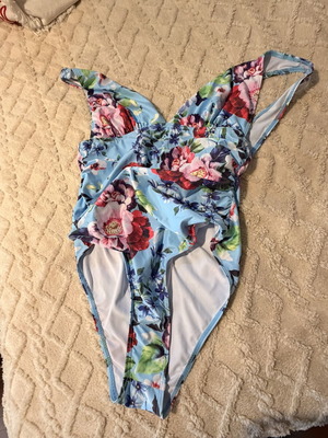 Floral One-Piece Swimsuit XL new without tags, blue base