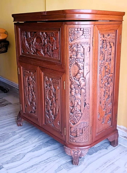Vintage Chinese Hand Carved Wooden Bar / Κινέζικο σκαλιστό στο χέρι μπαρ
