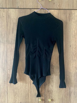 Black bodysuit with mesh corset detail, like new, size XS