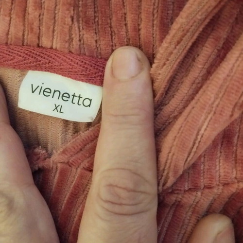 Vienetta Secret Velvet Cotle Sweatpants Set Hooded & Cropped No XL New Pink