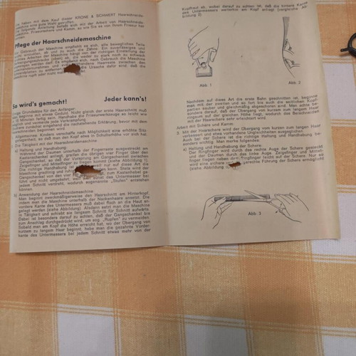 KRONE & SCHWERT Solingen vintage manual hair clipper with original box and instructions