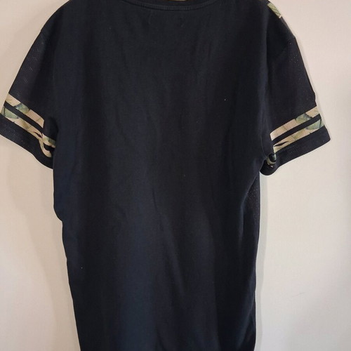 Bershka black mesh t-shirt used, tropical print, size M