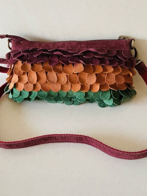 Boho suede women's crossbody bag, multicolor
