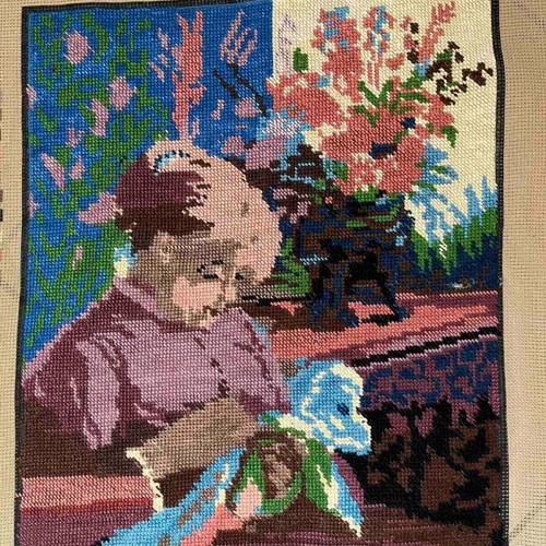 Handmade textile painting used, 0.40x0.34 m