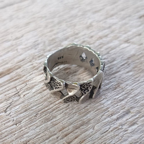 Vintage 925 Silver Ring size 61, handmade grunge biker design