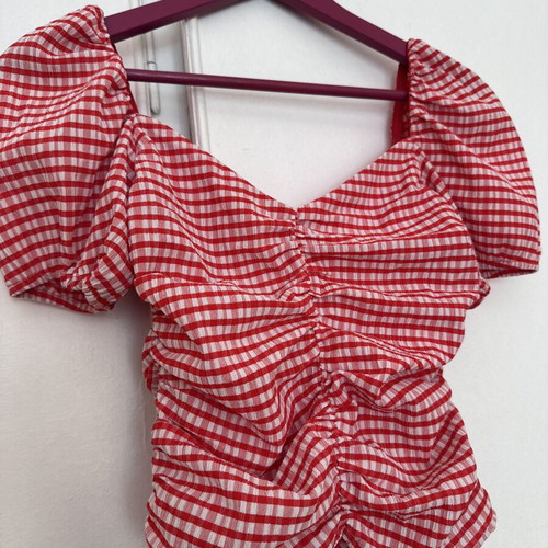 Checked blouse Mango like new, size S, white and red