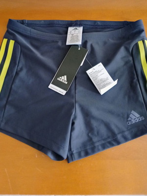 Adidas men's swimwear new, dark blue with fluorescent yellow-green details, size 32