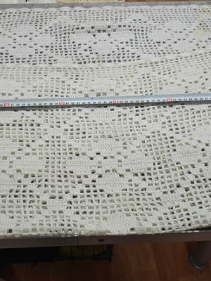 Handmade wool tablecloth used, 100x95 cm