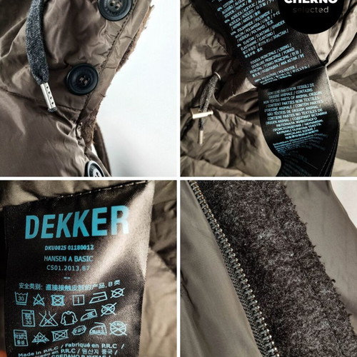 Dekker hooded goose down jacket XL like new, brown-gray