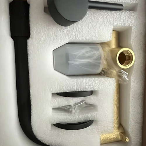 Wall-Mounted Bathroom Sink Faucet Matte Black Brass imiiHO 019 new