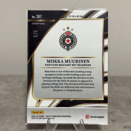 Miikka Muurinen 2025-26 Select EuroLeague Courtside 2/5 card
