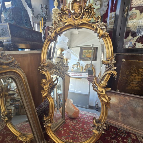 Rococo Style Antique Mirror with Gilded Carvings Like New