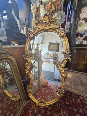 Rococo Style Antique Mirror with Gilded Carvings Like New