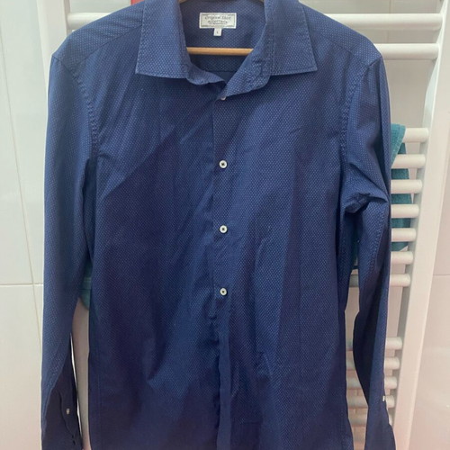 Alcott shirt blue with micro polka dots, like new, size L