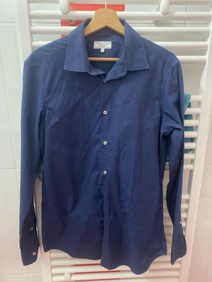 Alcott shirt blue with micro polka dots, like new, size L