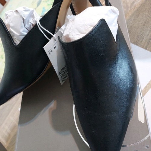 H&M Premium leather mules new, size 39, black