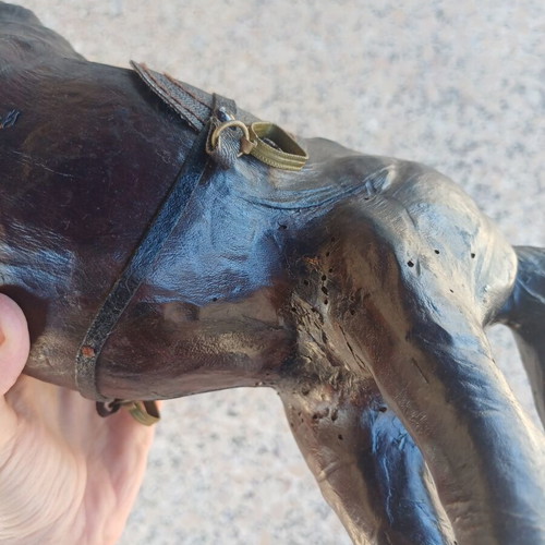 Vintage Decorative Horse Handmade From Natural Leather 20th Century