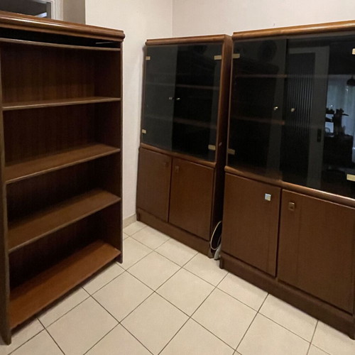Wooden bookcases set of 3 used with glass and wooden doors