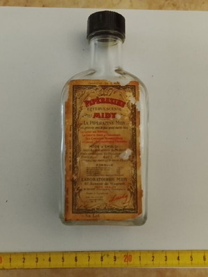 Vintage φαρμακευτικό γυάλινο μπουκάλι Piperazine Effervescente Midy μεταχειρισμένο