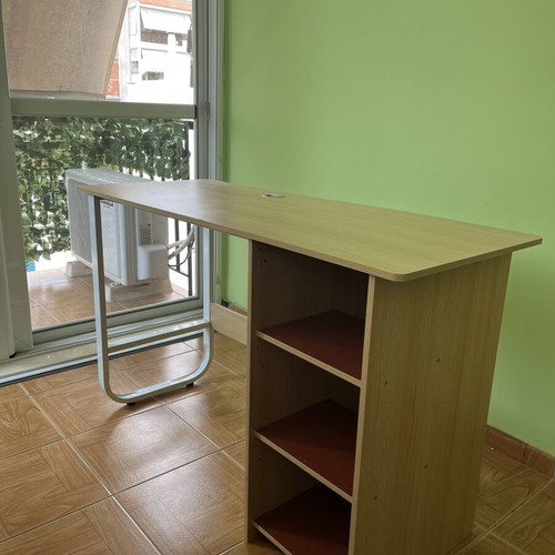 Wooden room desk used with minor wear