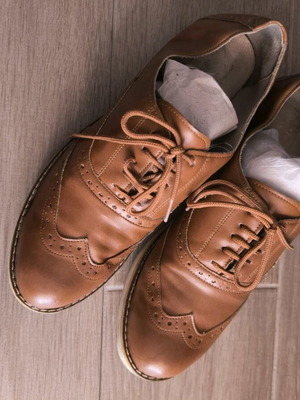 Χειροποίητα δερμάτινα Oxford Brogues μεταχειρισμένα, καφέ, νούμερο 39