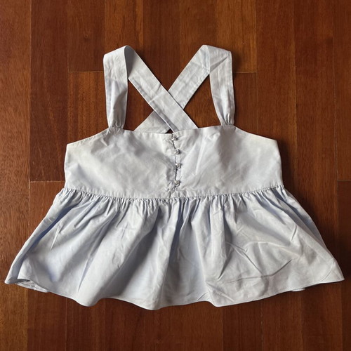 Zara top baby blue with pearl details and adjustable straps like new, size L