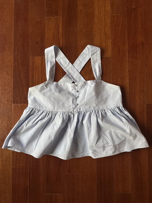 Zara top baby blue with pearl details and adjustable straps like new, size L