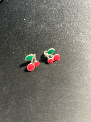 Cherry earrings like new made of stainless steel