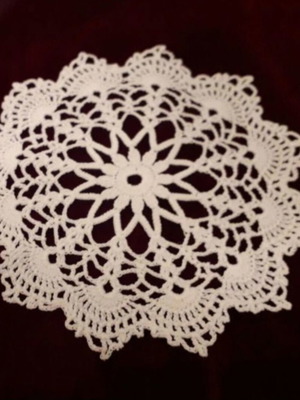 Handmade crochet doily in ecru color, new