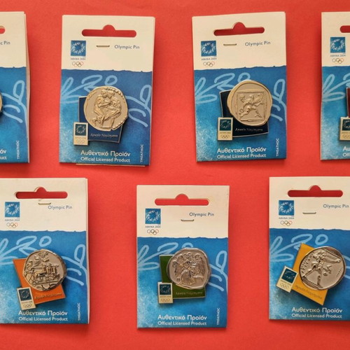 Athens 2004 pins new, ancient coins series set of 7