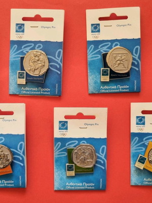 Athens 2004 pins new, ancient coins series set of 7