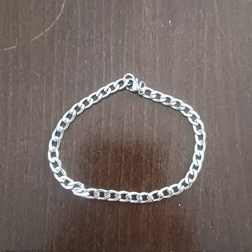 Men's chain bracelet 7mm stainless steel 304, silver