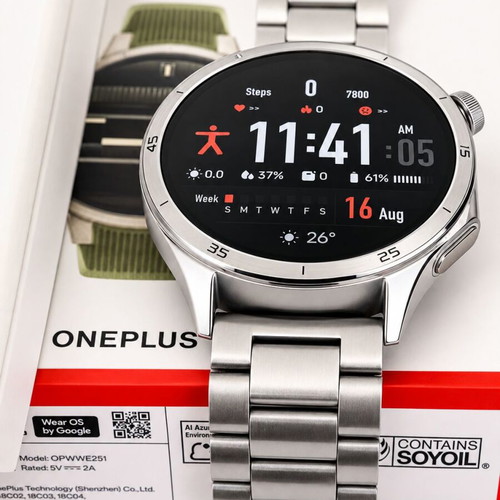 OnePlus Watch 3 Stainless Steel 46mm smartwatch with extra strap and Spigen bracelet
