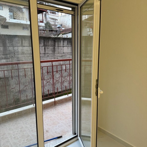Aluminum balcony doors used, set of 7 with screens and blinds