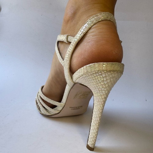 White high heel leather bridal sandals like new