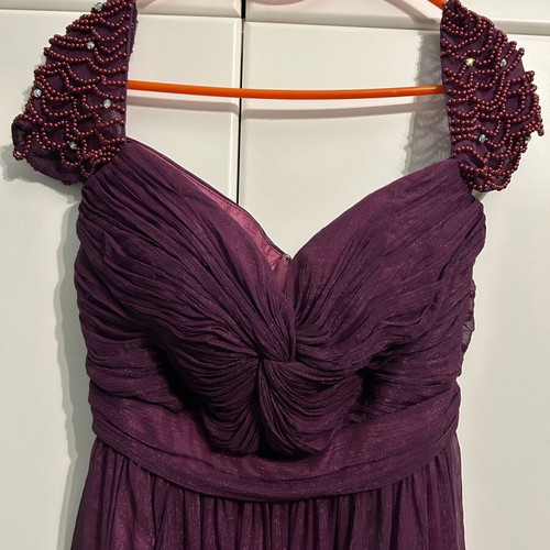 Maxi purple dress with embroidered sleeves like new, size S-M