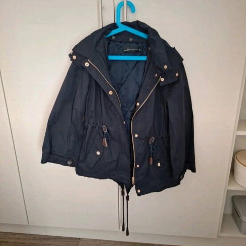 Zara jacket dark blue small like new with removable vest